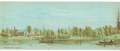 135015 Gezicht op het singelplantsoen te Utrecht met het Bartholomeïgasthuis.01-01-1859-31-12-1859